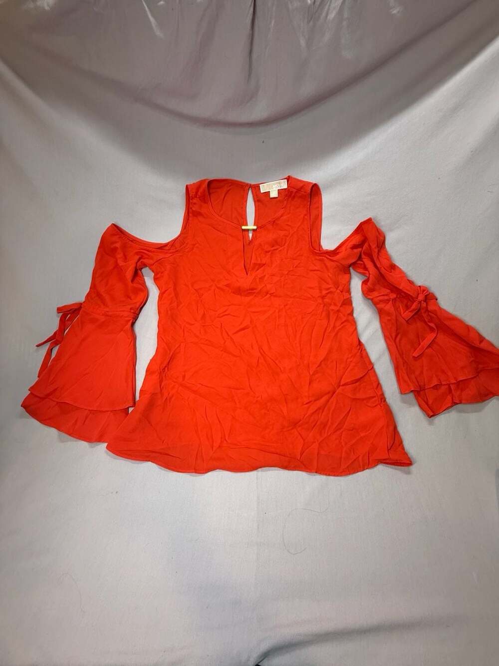 Michael Kors Women's Size M Red Cold Shoulder Bell Sleeve Blouse